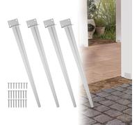 Froadp 4 soportes para postes de madera, con punta de 50 cm de largo, para ancla, pérgolas, vallas de madera, proyectos de jardín, color plateado