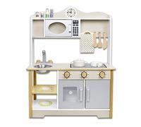 Froadp 65x24x85cm Cocina de Madera con Accesorios Incluye Microondas y Fregadero Juego de Comedor Muebles de Juguete Cocinas Regalo para Niñas y Niños