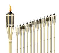 Froadp Antorchas de Jardín de Bambú con Depósito de Metal lleno de Aceite para Exterior Farolillos con Mecha Lámpara de Camino para Encender Hogueras en Fiestas (24 Pezias, 90cm)