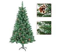 Froadp Árbol de Navidad Artificial 180 cm PVC Árbol Decorativo con Soporte Árbol de Navidad con Efecto Nieve y Piñas Decoración Navideña para Interior y Exterior (Verde)