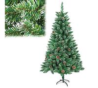 Froadp Árbol de Navidad Artificial 210 cm PVC Árbol Decorativo con Soporte Árbol de Navidad con Efecto Nieve y Piñas Decoración Navideña para Interior y Exterior (Verde)