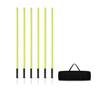 Froadp Bastones de Eslalon de Plástico 1,8m Accesorios de Entrenamiento de Fútbol Set de Agility para Perros Set de Entrenamiento de Fútbol con Clavos Metálicos para el Suelo y Muelles (Juego de 6)