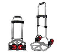 Froadp Carretilla de Mano Plegable de Acero con Asa y Ruedas Regulables en Altura Escalable hasta 60 kg Capacidad Furgoneta para Transporte de Equipaje Camping Picnic Viajes Compras