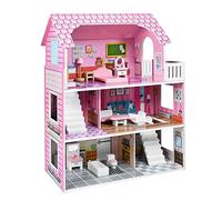 Froadp Casa de Muñecas de Madera Casa con Muebles y Accesorios 3 Pisos Villa de Muñeca Grande Dreamhouse Juegos de Juguetes Regalos para Niñas y Niños (60x27x70cm)