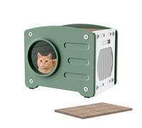 Froadp Casa para gatos con tabla rascadora, interior y exterior, de plástico, cueva para gatos, cama de gato, cueva, diámetro de 23 cm, armario para gatos, cabaña verde, 55,3 x 40,5 x 46 cm