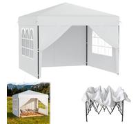 Froadp Cenador plegable de 2,5 x 2,5 m, resistente al agua, estable, resistente al invierno, para fiestas, altura ajustable, con mecanismo telescópico con una sola mano, para camping, fiestas (blanco