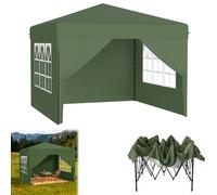 Froadp Cenador plegable de 2,5 x 2,5 m, resistente al agua, estable, resistente al invierno, para fiestas, altura ajustable, con mecanismo telescópico con una sola mano, para camping, fiestas (verde