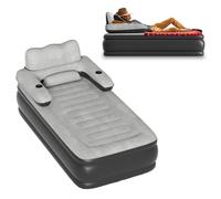 Froadp Colchón de aire autoinflable con cabecero, 190 x 99 x 80,5 cm, cama de aire para 1 persona, colchón hinchable con bomba de aire, cama de invitados, color negro y gris