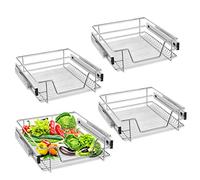 Froadp Estante de Cocina Cajón Telescópico Cestas de Almacenamiento con Tiradores Soportes Extraíble Organizadores de Cajones para 50cm Gabinetes Dormitorio Despensa (Ancho Actual 47cm, 4 Piezas)