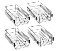 Froadp Estante de Cocina Cajón Telescópico Cestas de Almacenamiento con Tiradores Soportes Extraíble Organizadores de Cajones para 30cm Gabinetes Dormitorio Despensa (Ancho Actual 27cm, 4 Piezas)
