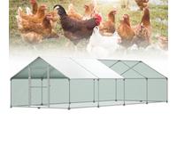 Froadp Gallinero Exterior Grande Jaula Gallineros de Metálica Cercado Exteriores con PE Techo de Protección Solar y Candado Jaulas para Gallinas Animales Conejos Pequeños Aves (3x8x2m, 24㎡)