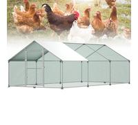 Froadp Gallinero Exterior Grande Jaula Gallineros de Metálica Cercado Exteriores con PE Techo de Protección Solar y Candado Jaulas para Gallinas Animales Conejos Pequeños Aves (3x6x2m, 18㎡)
