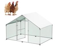 Froadp Gallinero Pajarera Exterior Recinto para Gallinas Camperas con Cubierta de Protección Solar de PE Jaula para Gallinas con Estructura de Acero Galvanizado para Conejos Avicultura (3x2x2m)