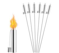 Froadp Juego de 6 antorchas de jardín para exteriores, aceite de 330 ml, de acero inoxidable, 115 cm de alto, antorchas de aceite de larga duración, para aceite de parafina, aceite vegetal, aceite de