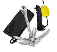 Froadp Juego de Ancla para Kayak 1,5kg Ancla Plegable Accesorios para Embarcación Auxiliar con 10m Cabo Mosquetón Boyay Bolsa de Transporte Ancla Plegable para Barco Canoas o Remo de Sup (Ø14x31cm)