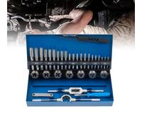 Froadp Juego Machos y Terrajas de troqueles Hecho acero Tungsteno Alta Precisión Caja de Herramientas Cortador Hilo con Varios Grifos Precortador Cortador de Acabado y Juego de Troqueles (32 Piezas)