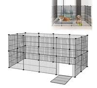 Froadp Parque de Juegos para Conejos y Mascotas al Aire Libre 142x72x72cm de Metal, 24 Piezas, Parque de Rejas con Puerta para Cobayas, Parque para Mascotas, Jaula para Cachorros, Hamsters (Negro)