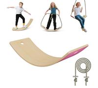 Froadp Tabla de equilibrio de madera con cuerda extralarga de 3 m, para niños a partir de 3 años y adultos, juguete de madera de hasta 100 kg, tabla de equilibrio de 82 x 30 x 19 cm con alfombrillas