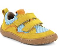 Froddo G3130271 - Zapatillas descalzas de piel con ribete de malla y doble, Azul y amarillo., 34 EU
