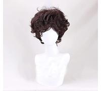Frodo Bolsón Cosplay Peluca Marrón Corto Rizado Resistente al Calor Pelo sintético Juego de rol Pelucas + Gorro de Peluca