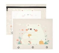 FRODOTGV A Sweet Bear - Carpeta para lápices con 3 ojales reforzados, carpetas de bolsillo para carpetas de 3 anillos, paquete de 2 suministros para estudiantes