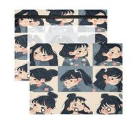 FRODOTGV Anxious Asian Girls - Carpeta gris para lápices, carpetas de bolsillo transparentes para papel A4, cartas, paquete de 2 unidades para estudiantes, suministros de arte