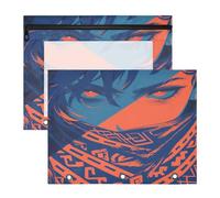 FRODOTGV Anxious Man - Estuche para lápices azul medianoche, con ventana transparente, carpeta de archivos de plástico para papel A4, cartas, paquete de 2 suministros de oficina para profesores