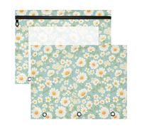 FRODOTGV Art Daisy Flower - Carpeta transparente con 3 agujeros para carpetas de 3 anillos, paquete de 2 suministros universitarios para estudiantes
