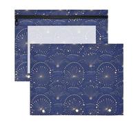 FRODOTGV Art Dots and Lines - Carpetas azules para lápices con cremalleras suaves, bolsillo de 3 agujeros para cartas de papel A4, paquete de 2 suministros de arte para profesores