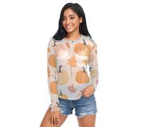 FRODOTGV Autumn Harvest Pumpkins - Camisa de malla transparente para mujer, estilo casual de verano, Calabazas de cosecha otoñal, XXL