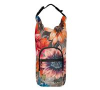 FRODOTGV Big Flowers - Bolsa de transporte para botellas de agua con bolsillo para teléfono, mochila con cordón de varios tamaños con soporte para botella de agua, soporte para botellas de 20/24/32/40