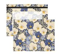 FRODOTGV Big Pansy - Carpeta azul marino con 3 ojales reforzados, bolsillo de 3 anillos para cartas de papel A4, paquete de 2 artículos de arte para estudiantes