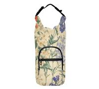 FRODOTGV Bolsa bandolera para botella de agua de varios tamaños, diseño de flores rojas y moradas, funda aislada, soporte para botellas de agua de senderismo, se adapta a botellas de 20/24/32/40 onzas