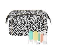 FRODOTGV Bolsa de cosméticos, color coral laberinto de línea blanca y negra, bolsas de maquillaje de viaje, cartera portátil para mujer, maquillaje de viaje, color coral laberinto de línea blanca y