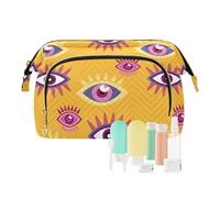 FRODOTGV Bolsa de cosméticos, impresionante ojo malvado esotérico, color amarillo, bolsa de viaje para cosméticos, bolsa ligera para el período de maquillaje, artículos de tocador, Awesome Evil Eyes