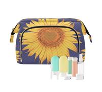 FRODOTGV Bolsa de maquillaje con diseño botánico de girasoles, sin costuras, para colgar en viajes, organizador de tarjetas, llaves, resistente al agua, Flores de girasol botánicas sin costuras, 1