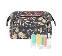 FRODOTGV Bolsa de maquillaje con texto en inglés "Merry Christmas" y feliz Año Nuevo, bolsa de almacenamiento para artículos de tocador, viaje, portátil, monedero para mujer, merry christmas happy new