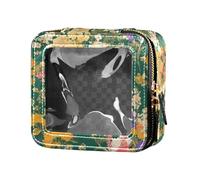 FRODOTGV Bolsa de maquillaje pequeña de cuero blanco y negro con diseño de vaca para niñas y mujeres, organizador de cosméticos, bolsas de viaje para artículos de tocador, Colorido pequeño Liberty