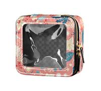 FRODOTGV Bolsa de maquillaje pequeña impermeable con diseño de ojos malvados en blanco y negro, para niñas, mujeres, neceser de viaje, Feliz Navidad invierno hojas copos de nieve, 1 Size