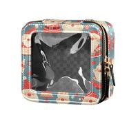 FRODOTGV Bolsa de maquillaje pequeña transparente de dibujos animados de elefante colorido para bolso para niñas y mujeres, neceser de viaje, Gnomos con textura navideña, caramelos rojos, talla de un