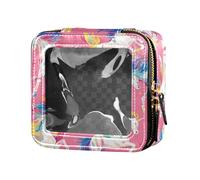 FRODOTGV - Bolsa de maquillaje transparente con diseño de pato amarillo para niñas y mujeres, Patrón sin costuras caballo estilo plano acuarela, 1 talla