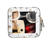 FRODOTGV Bolsa de maquillaje transparente con diseño de setas, bayas de acebo, pino, bolsa de aseo con cremallera, organizador de maquillaje portátil, Hongos, bayas de acebo, pino, 1 Size