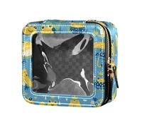 FRODOTGV Bolsa de maquillaje transparente de dibujos animados de pato amarillo para niñas y mujeres, organizador de esmalte de uñas con cremallera, Varias ranas divertidas de safari, setas princesas