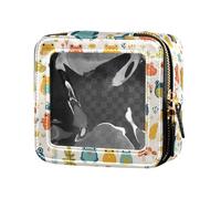 FRODOTGV Bolsa de maquillaje transparente de piel con rosas rojas con globos oculares y cuervos negros, bolsa organizadora de cosméticos para niñas, Varias ranas divertidas de safari, setas princesas