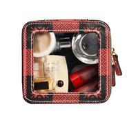 FRODOTGV Bolsa de maquillaje transparente, diseño de cuadros de búfalo, color negro y rojo, impermeable, bolsa de aseo de viaje, bolsa de cosméticos, Buffalo Plaid Christmas Pattern Black Red, 1 Size