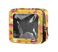 FRODOTGV Bolsa de maquillaje transparente impermeable con cuerda a rayas azul marino y acuarela oceánica para niñas, organizador de esmalte de uñas, bolsas de aseo, Lips Kiss Heart Pattern Love, 1