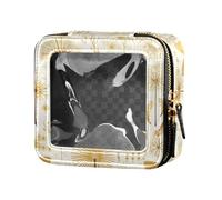 FRODOTGV - Bolsa de maquillaje transparente para niñas, diseño de mariposas y dientes de león, diseño de mariposas, color dorado, Mariposas Diente de León Patrón Mariposas Oro, 1 talla