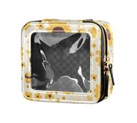 FRODOTGV Bolsa de maquillaje transparente sin costuras para bolso, bolsas de viaje para artículos de tocador, contenedores de cosméticos para niñas, Bonito girasol de abeja, Talla única