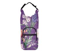 FRODOTGV Bolsa de transporte para botella de agua de varios tamaños, con diseño de flores de lavanda y flores, color morado, para botellas de 20, 24, 32 y 40 onzas