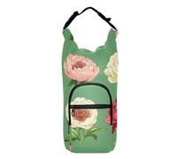 FRODOTGV Bolsa de transporte para botellas de agua de varios tamaños, diseño de peonías, color verde, para senderismo, para botellas de agua de 20/24/32/40 onzas, Peonías vintage verdes, 1 size